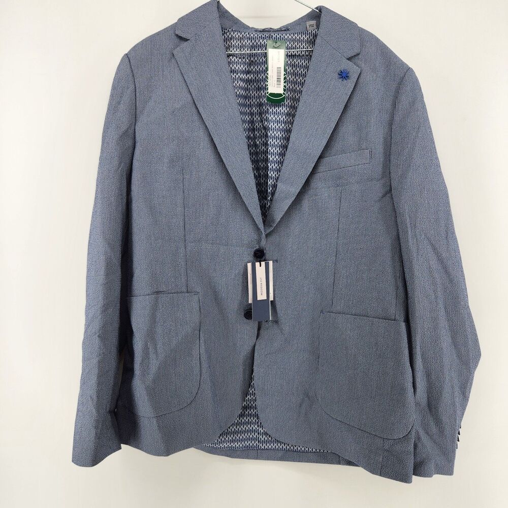 Henri James Men's Large Blue Notch Collar Lined Woven Jacket NWT‎